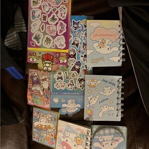 Sanrio Cinnamoroll Spiral Notebooks & Sticker Sheets - Light Blue, White, Pink